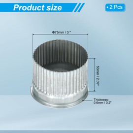 PATIKIL 3 Inch Metal Tee Cap, 2 Pcs Galvanized Steel Duct End Cap Crimped Dry Vent Cover Ducting Sealing Tee Plug for HVAC Systems Indoor and Outdoor Use