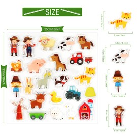 Tevxj Farm Animals Window Cling Window Thick Gel Clings Decals Stickers for Kids Toddlers and Adults Home Airplane Classroom Nursery Farm Party Supplies Decorations Removable and Reusable 23 PCS