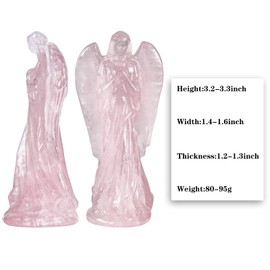 KYEYGWO Crystal Guardian Angel Figurine Hand Carved Stone Prayer Statue Peace Love Lucky Reiki Sculpture for Home Decoration, Rose Quartz