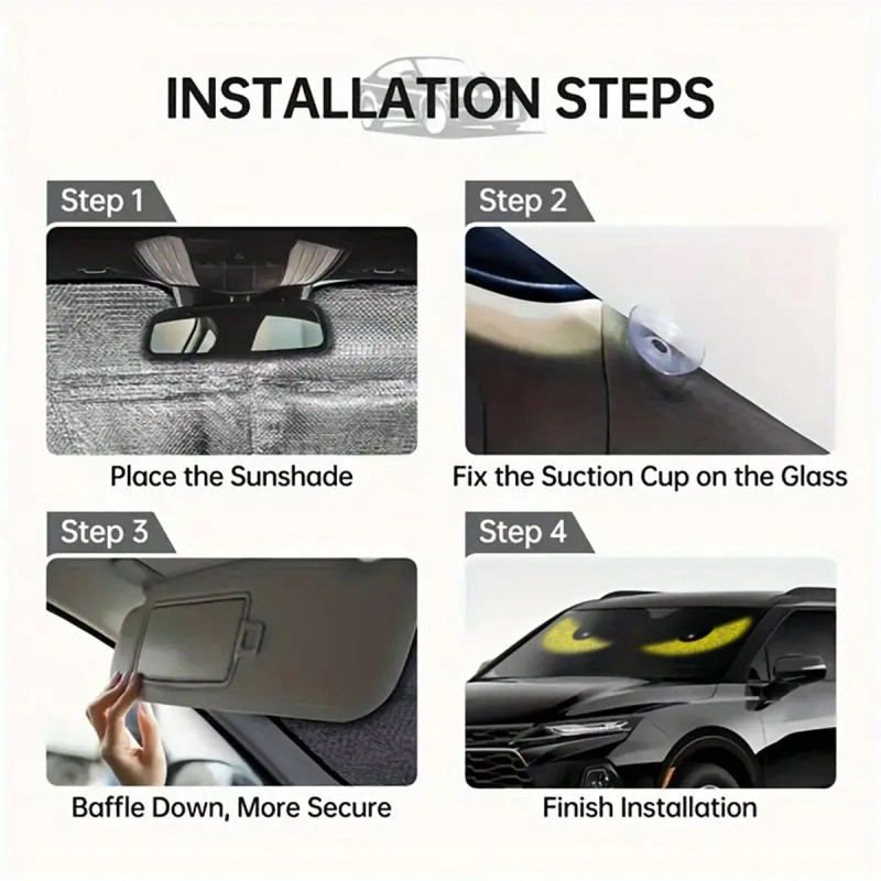 TSUINZ For Ford Mustang Yellow Eye Car Front Windshield Sun