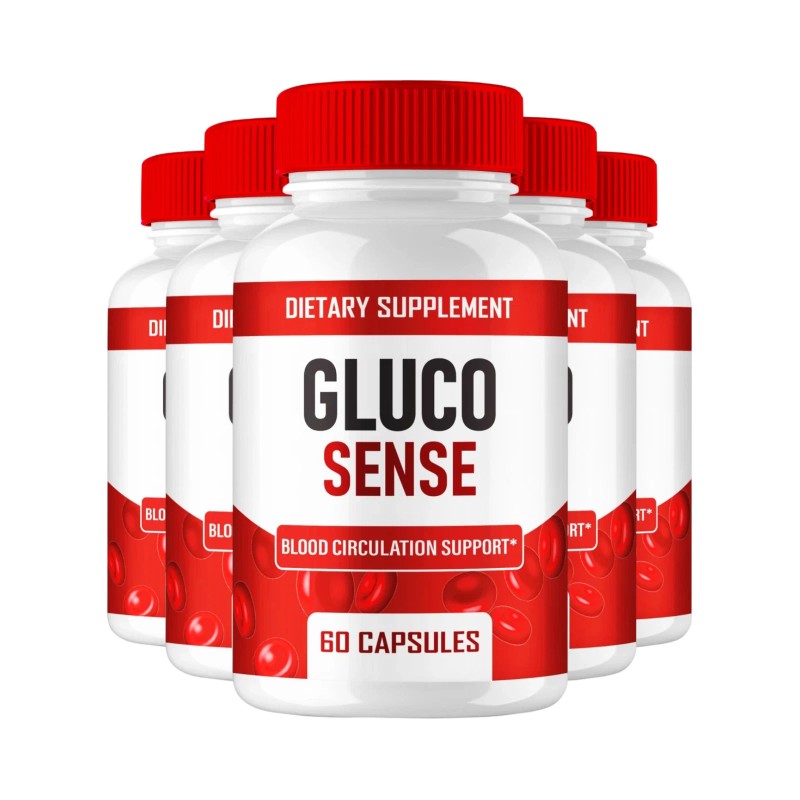 GlucoSense 5-Pack GlucoSense Capsules, Gluco Sense Blood Circulation Support -