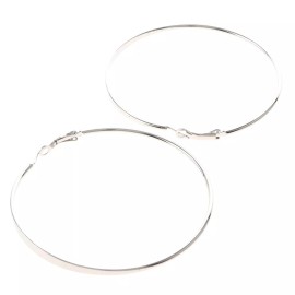 neXxtten Silver Tone Metal Silver Plated Omega Back Hoop Earring OYE427-S70