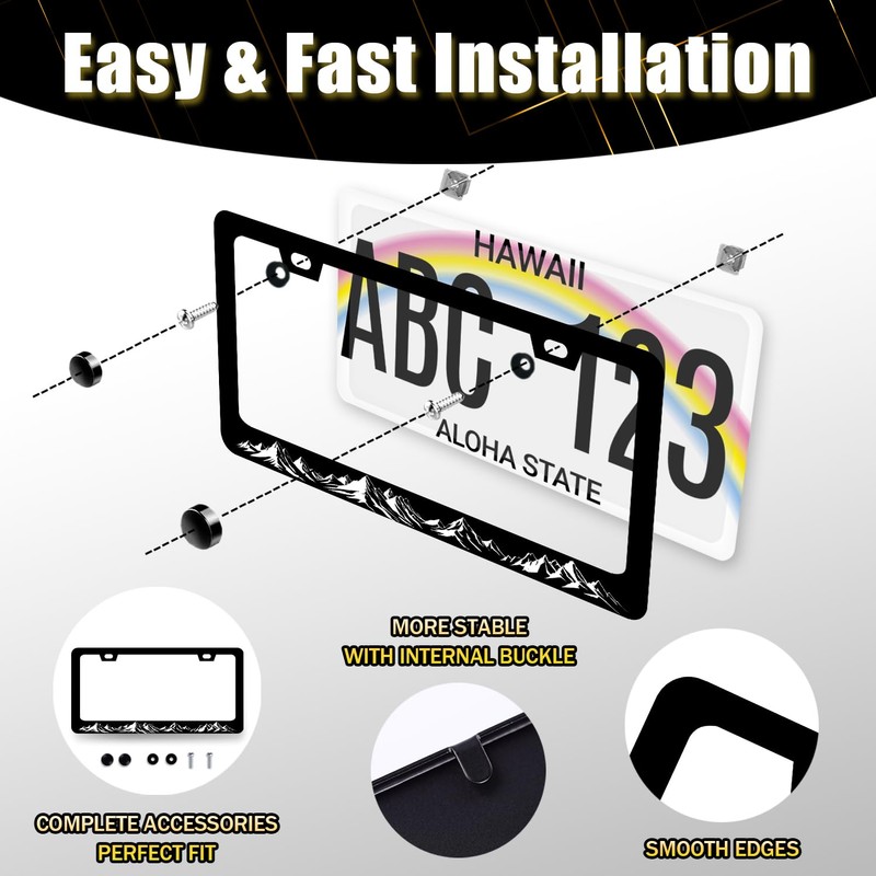 Mountains License Plate Frame Mountains Raised License Plate Stainless Steel