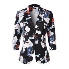 Beninos Womens Blazers 3/4 Sleeve Lightweight Office Work Blazer Jacket (1905 Black, S)