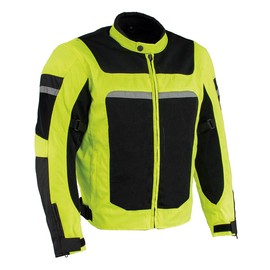 Milwaukee Leather MPM1794 Men's High Vis Black and Green Armored Mesh Racer Jacket - 5X-Large