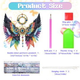 KASURE 2 Pcs Diamond Painting Kits Hanging Pendant,Diamond Art Kits for Adults,Special Shaped Diamond Art Angel Wings Window Ornaments Diamond Art Suncatchers for DIY Crafts Gift and Decor,Box Package
