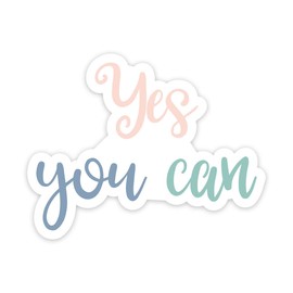 Yes You Can Inspirational Quote Sticker, 2 Pack Clear Positive Stickers for Laptop Phone Water Bottles