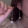 Long Tassel Pearl Dangle Earrings Dainty Rhinestone Tassel Earrings Pearl