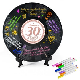 Happy 30th Birthday Gifts, Thirty Birthday Vinyl Record Guest Book for Girls Women, Cheers to 30 Years Old Gifts, 1995 Birthday Gifts for Her, Thirty Birthday Signing Vinyl Record Party Decorations