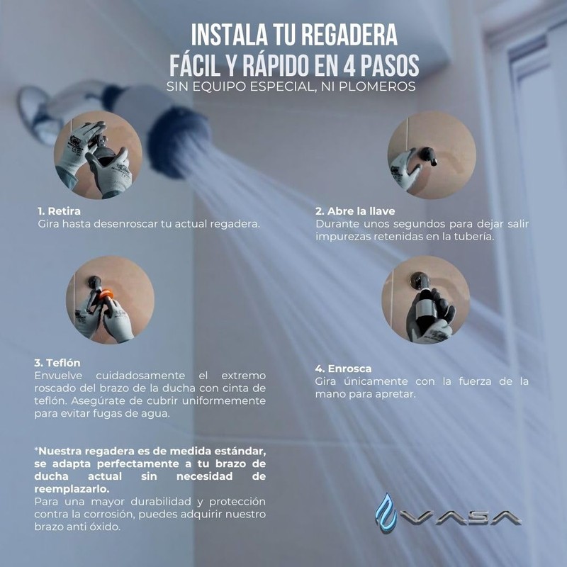 Regadera Aumentadora de Presión Para Agua Alcalina (Negro)