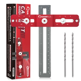 SakerPlus Cabinet Hardware Jig,Adjustable Cabinet Handle Template Tool for Knobs,Handles and Pulls,Straight Alignment Holes Drill Guide Self Centering Punch Locator for Drawer Cabinet Installation