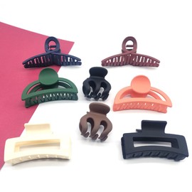 8 Pcs colorful hair claw clips, anti-skid, matt, acrylic plastic hair clip, used for hair modeling and firm fixation, suitable for women and girls with thick and thin hair