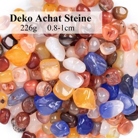 HAKACC 225 g Gemstone Set, Natural Tumbled Stones, Semi-Precious Stones, Decorative Stones, Pebble Gemstones for Children, Healing Stones, Treasure Hunt and Decoration (0.8 - 1 cm)