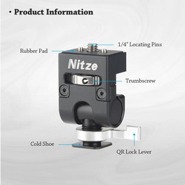 Nitze Monitor mount mounting low profile of the ELF series with QR cold shoe on 1/4-20 screw and positioning pins - N54-G1