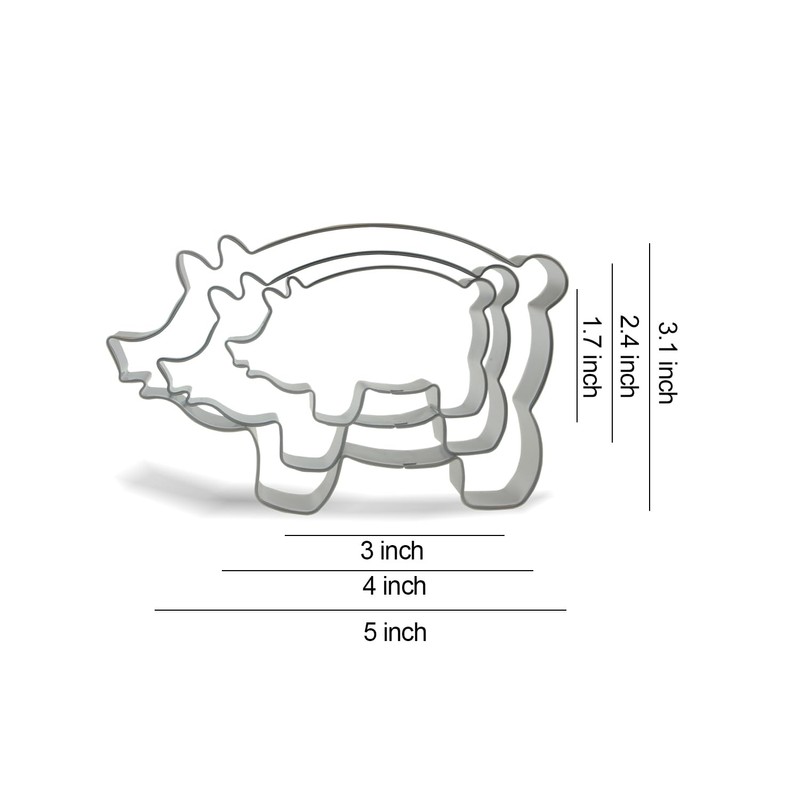 Keewah Pig Cookie Cutter Set - 5”,4”,3” - 3 Piece