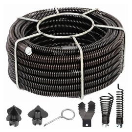 iMeshbean Drain Cleaning Cable 45 Feet x 7/8 Inch Hollow Core Cable Sewer Cable Drain Auger Cable Cleaner Snake Clog Pipe Drain Cleaning Cable Sewer Drain Auger Snake Pipe
