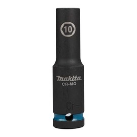 Makita E-16411 Impact Black Impact Socket 1/2" SW10 Long, Chrome-Molybdenum, 81.5 mm Long, Pack of 1