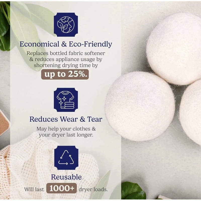 Mesh & Puff 6 wool Dryer Balls XL New Zealand