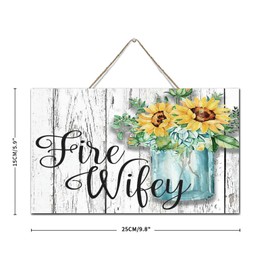 Inspirational Wooden Plaque Sign Sunflowers in Mason Jar Retro Wood Plaque Sign Quote Decorative Art Decor Signs for Living Room Front Door 6x10 Inch