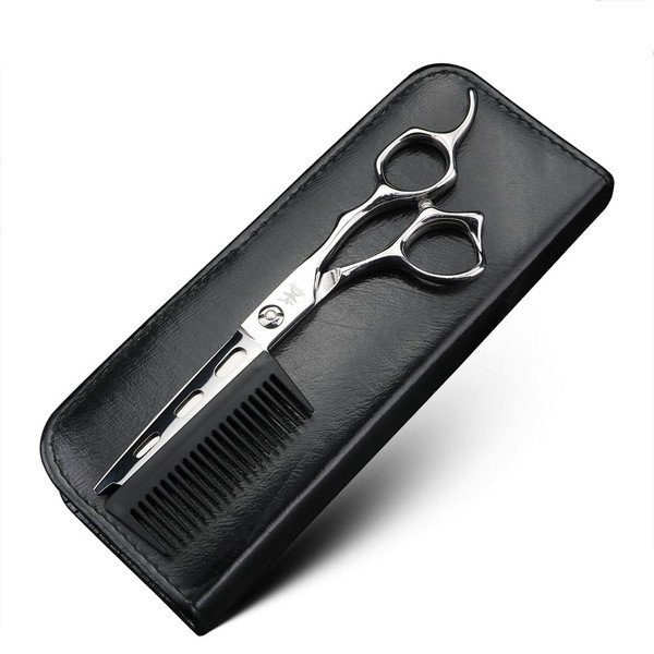 XUANFENG Barber Scissors 6 Inch Comb Cutting Integrated Hair Scissors Barber Tool (Silver)