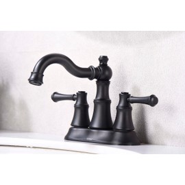 Duttao 2 Handle 4 Inch Center-Set Bathroom Sink Faucet with Pop-up Drain Matte Black Finish DF-2581-MT