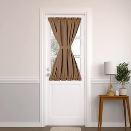 PANOVOUS Small Door Window Curtains for Front Door Christmas, Blackout Side Door Curtain Panel for Privacy,Top and Botton Rod Pocket French Door Curtain 1 Panel 25x40 Inch Khaki