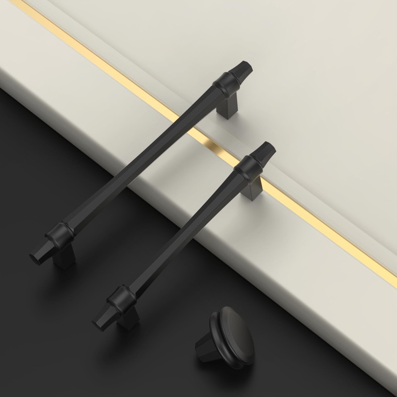 Asidrama 10 Pack 5 Inch(128mm) Matte Black Kitchen Cabinet Handles,