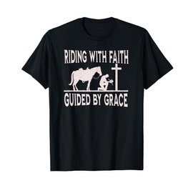 Cowboy Kneeling At Cross Riding Faith Grace Christian Jesus T-Shirt