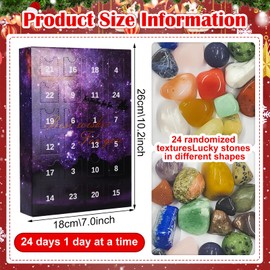 VEQENIFY Advent Calendar Crystals for Children, 24 Gemstones and Stones Collecting, Advent Calendar Best Gift, Christmas Countdown Calendar for Boys, Girls and Children's Birthday Party Favours