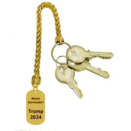 Trump, Never Surrender Trump 2024, Brand New Gold Wheat Chain Key Chain, What A Wonderful Gift For Yourself Or Someone Special. No Worry About What Size Someone Wears, Large Almost 9 Inches Long