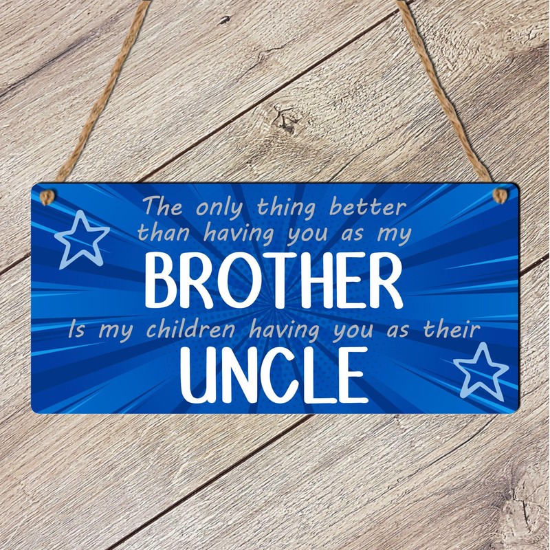 Pixie's Gifts Best Brother Uncle Birthday Gift Wooden Blue Plaque
