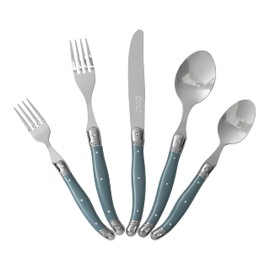 French Home Laguiole 20 Piece Flatware Set – Stainless Steel Flatware Set for 4 – Luxurious Aegean Teal Utensil Set with Knives, Spoons and Forks