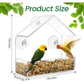 Transparent Window Feeder for Birds with 3 Suction Cups for the Window Bird House for Outdoor Use Designed to Attract Wild Birds Weatherproof and Easy to Assemble