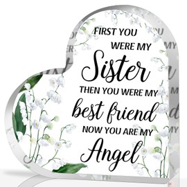 Sympathy Gifts for Loss of Sister, Memorial Gifts for Friends Female Women, In Memory of Sister Acrylic Heart Plaque, Funeral Remembrance Decor Ornament Sign, Bereavement Condolences Grief Gifts