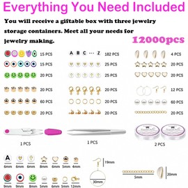 Feishiong 12000pcsClay Beads Bracelet Making kit,DIY Kit Flat Round Polymer Clay Spacer Beads Heishi Beads for Bracelets Necklace Earring Craft Decoration with Pendant Jump Rings Elastic Cord(48 Color)