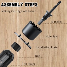 Hole Saw Set-19 Pcs,13 Saw Blades,2 Drill Bits,2 Spindles,1 Mounting Plate,1 Hexagon Wrench,3/4"-6"Hole Saws Kit,Suit for Drilling Wood,Plywood,ect