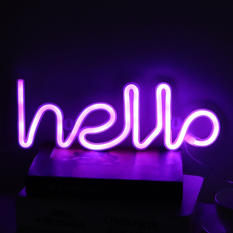 LED Neon Sign Hello Letters Neon Light Wall Decor for