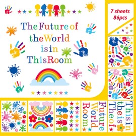 CharmFlo Inspirational Wall Decals for Kids Motivational Classroom Decor with Removable Quotes The Future of The World is in This Room Peel and Stick Wall Stickers Bedroom Nursery School Playroom