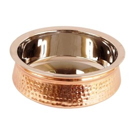 Skywalk Steel Set Of Dish Serving Handi 300Ml With 1 Kadhai Karahi Kadai Standard Copper