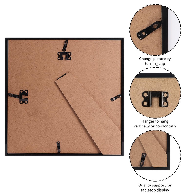 Giftgarden 12x12 Picture Frame Black, 12 by 12 Thin Square