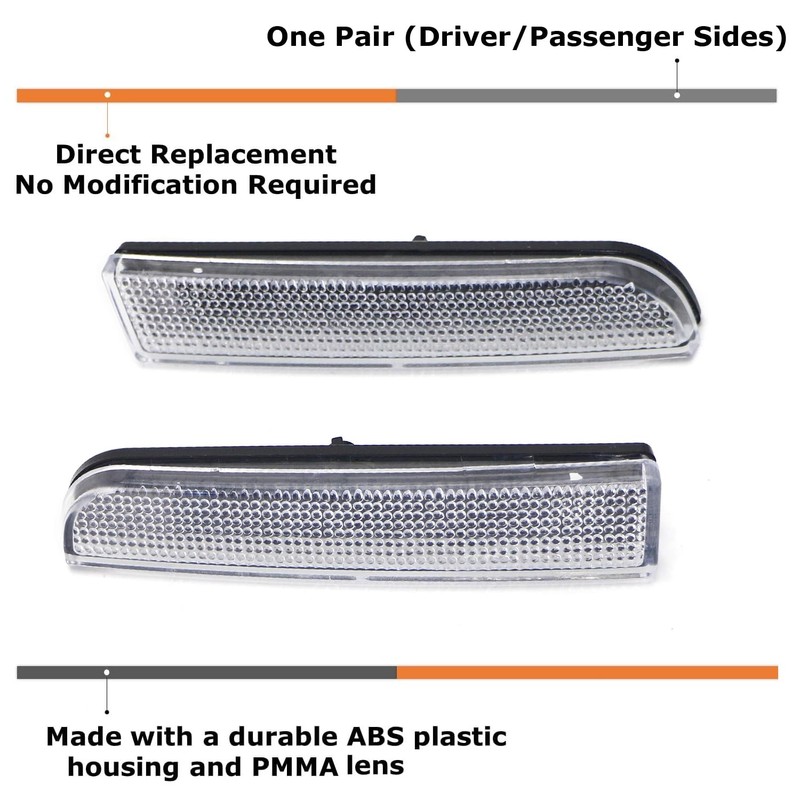 iJDMTOY Clear Lens Rear Bumper Reflector Lenses Compatible With 2008-2016