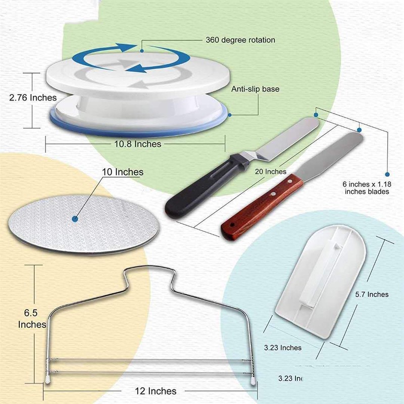 Fulfun 90 Pcs Cake Decorating Supplies kit with Cake Turntable-Cake