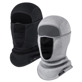 Balaclava Ski Mask (with Breathable Holes) Windproof Winter Fleece Neck Face Warmer for Men&Women（Black+Light Grey）