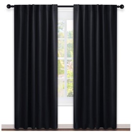 NICETOWN Black Blackout Curtains 84 inches Long, Black Out Curtain Panels for Bedroom - (Black Color) W52 x L84, 1 Pair, Thermal Insulated Blackout Draperies Window Treatment