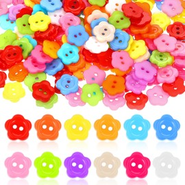 300 Stück Pflaumenblütenknöpfe, Bunte Knöpfe Zum Basteln, Knöpfe Zum Annähen, 2-Loch-Blumenknöpfe, Kinderknöpfe Für Diy Basteln Nähen Handwerk Scrapbooking Painting Geschenk Und Dekorieren