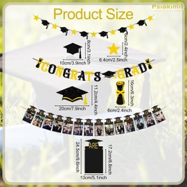 3 Pcs Graduation Decorations Set, Graduation Photo Banner Congrats Grad Banner Bachelor Cap Garland, We Are So Proud of You Photo Banner Grad Decoration Class of 2025 Decorations