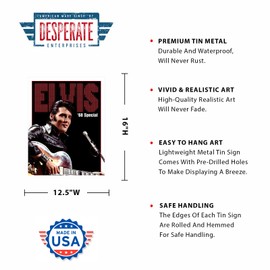 Desperate Enterprises Elvis - '68 Special Tin Sign - Nostalgic Vintage Metal Wall Decor - Made in USA