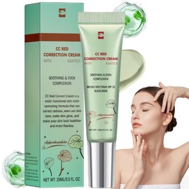 15ML CC Green Correction Cream,Lightweight Skin Perfector Tinted Moisturiser,Covering Corrector Invisible Face Concealer,Green Concealer for Redness,Skin Tone Adjusting CC Cream Full Coverage