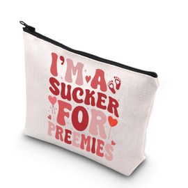 TSOTMO NICU Nurse Valentines Day Gift Neonatal ICU Baby Gift I'm A Sucker For Preemies Makeup Bag (Preemies bag)