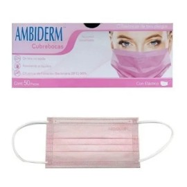Cubre Bocas 3 Pliegos Ambiderm Rosa Caja C/50